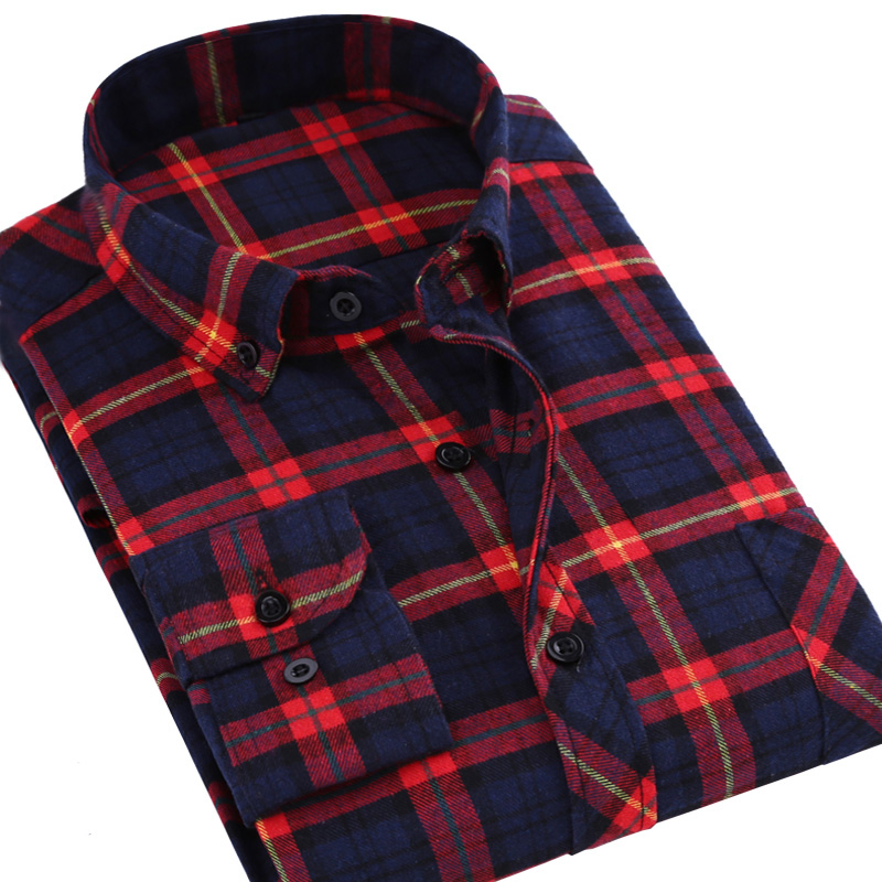 Kemeja Flanel Lengan Panjang Pria Motif Kotak Kotak Size S